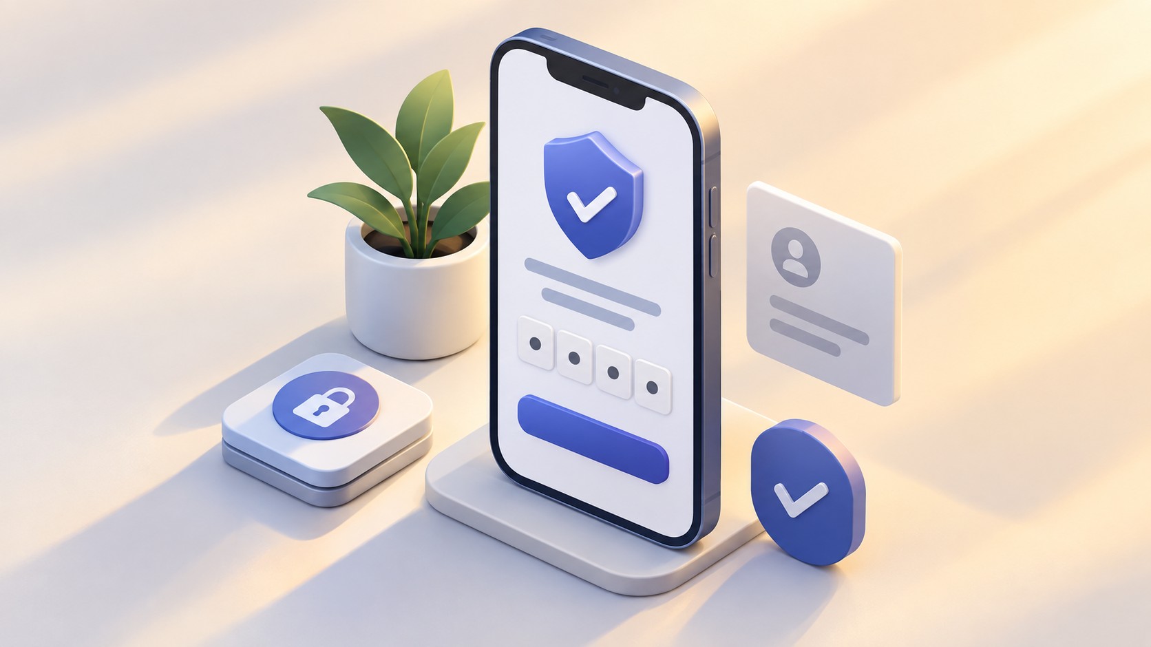 Phone showing a verification screen with a shield icon